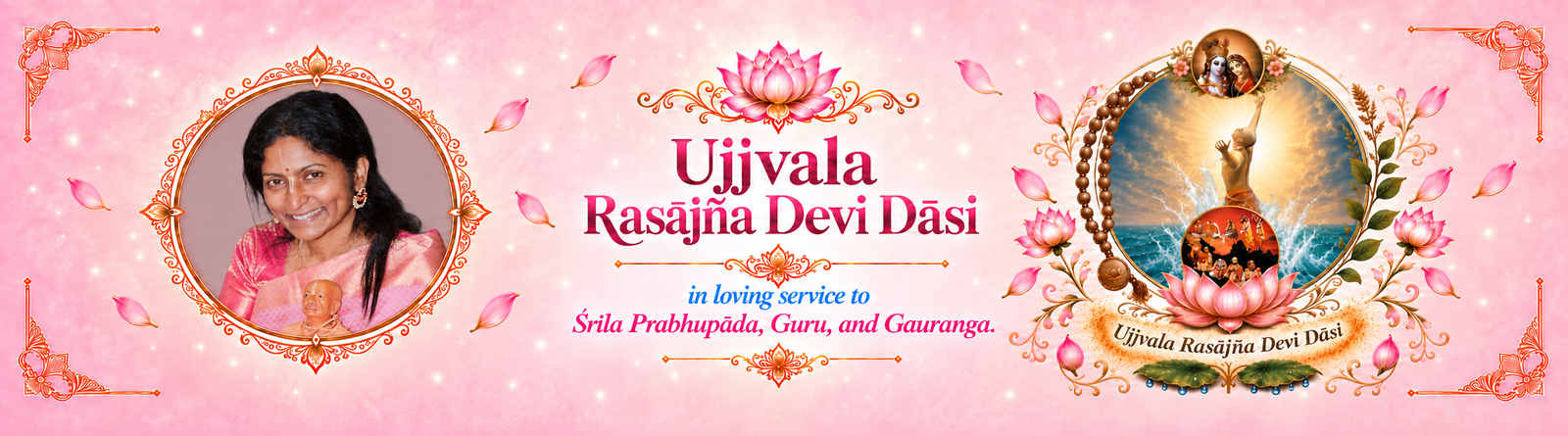 Ujjvala Rasājña Devi Dāsi in loving service to Śrīla Prabhupāda, Guru, and Gauranga